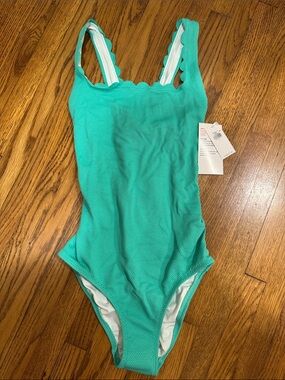 Old Navy Aqua Scallop-Edge One-Piece Swimsuit